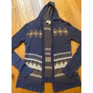 Srod Butterflies, Anthropologie Women's Aztec Hooded Open-Front Cardigan Medium